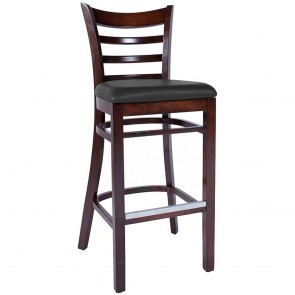 Abby Upholstered Wooden Bar Stool with Back-Natural