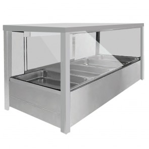FED Heated Wet Eight x ½ Pan Bain Marie Square Countertop Display