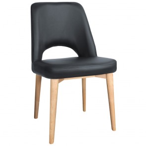 Scandi Side Chair Vinyl Seat Natural Wood Legs